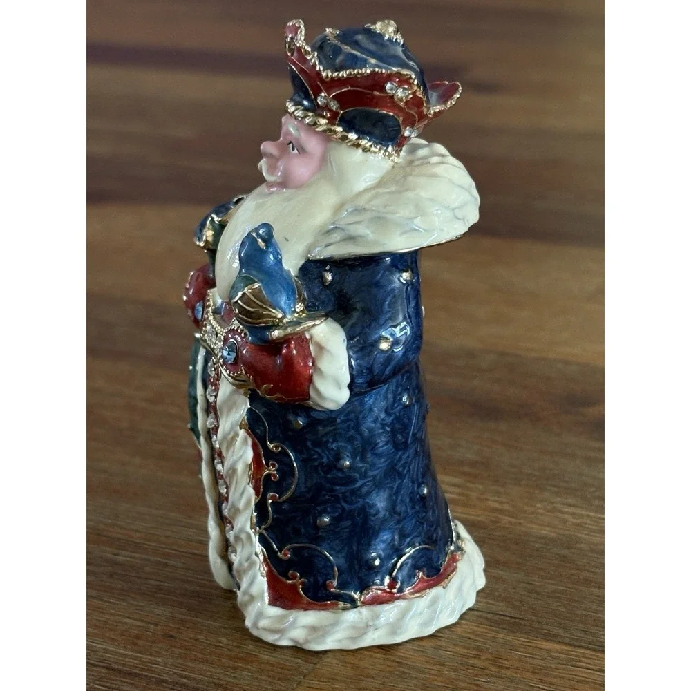 Santa Clause Trinket Box‎ Enamel With Swarovski Crystals Multicolor Jeweled